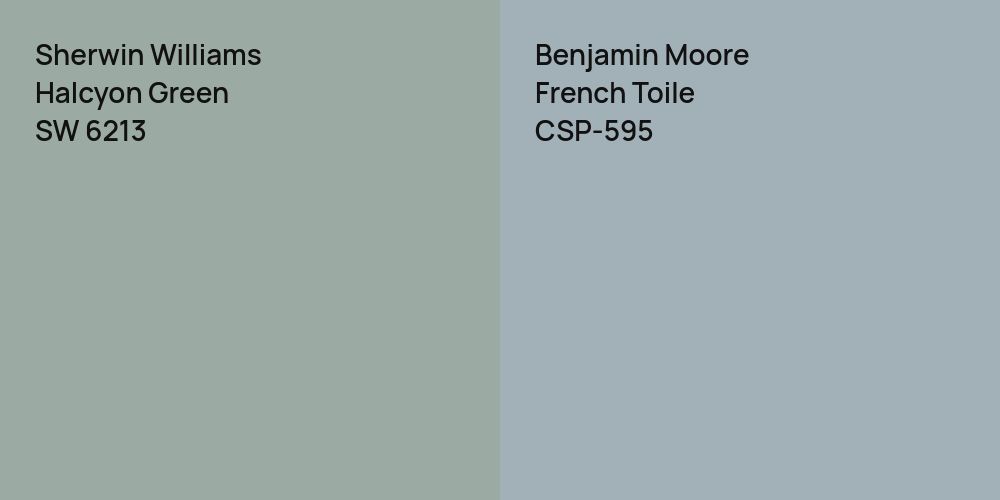 Sherwin Williams Halcyon Green vs. Benjamin Moore French Toile