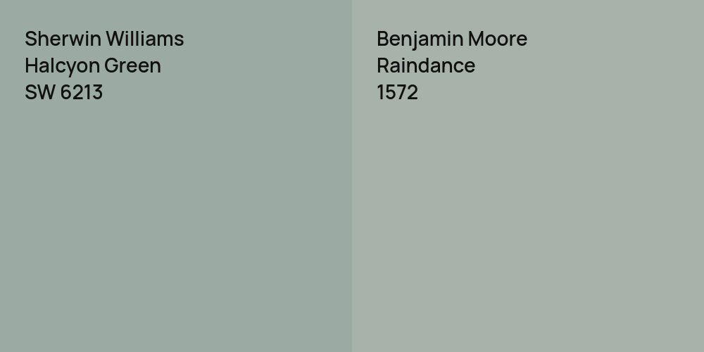 Sherwin Williams Halcyon Green vs. Benjamin Moore Raindance