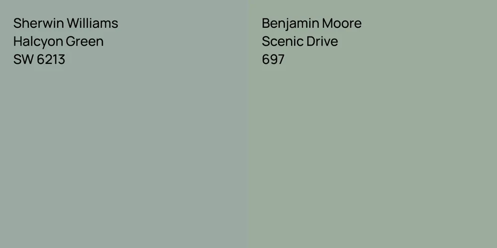 Sherwin Williams Halcyon Green vs. Benjamin Moore Scenic Drive