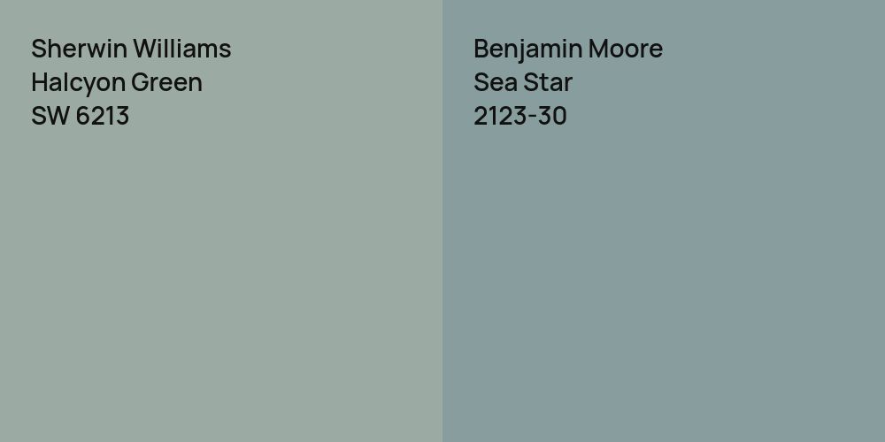 Sherwin Williams Halcyon Green vs. Benjamin Moore Sea Star