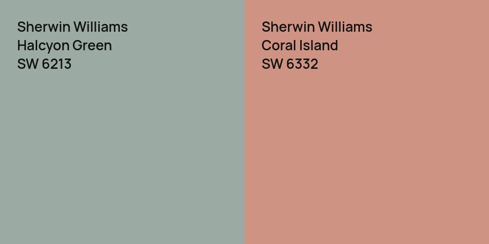 Sherwin Williams Halcyon Green vs. Sherwin Williams Coral Island