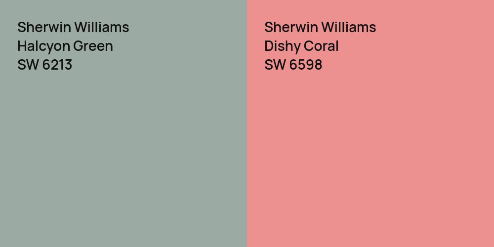 Sherwin Williams Halcyon Green vs. Sherwin Williams Dishy Coral