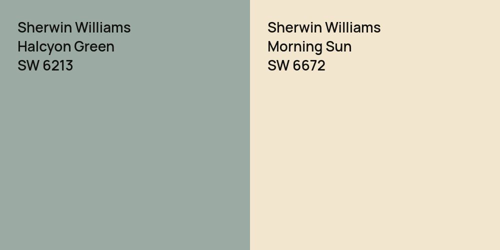 Sherwin Williams Halcyon Green vs. Sherwin Williams Morning Sun