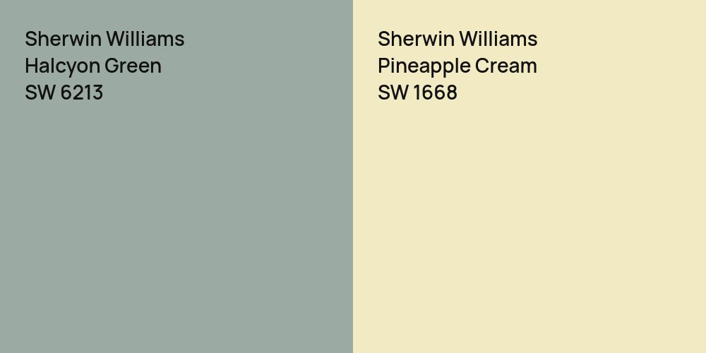 Sherwin Williams Halcyon Green vs. Sherwin Williams Pineapple Cream