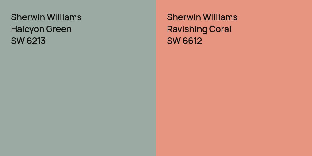 Sherwin Williams Halcyon Green vs. Sherwin Williams Ravishing Coral