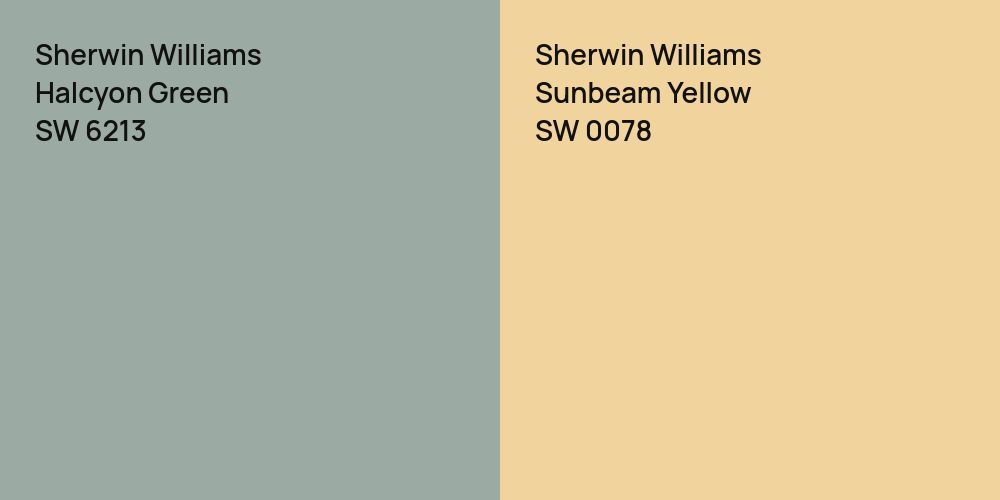 Sherwin Williams Halcyon Green vs. Sherwin Williams Sunbeam Yellow