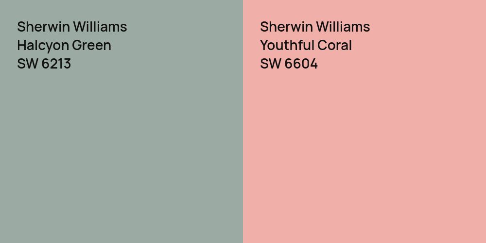 Sherwin Williams Halcyon Green vs. Sherwin Williams Youthful Coral