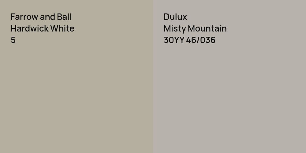 Farrow and Ball Hardwick White vs. Dulux Misty Mountain