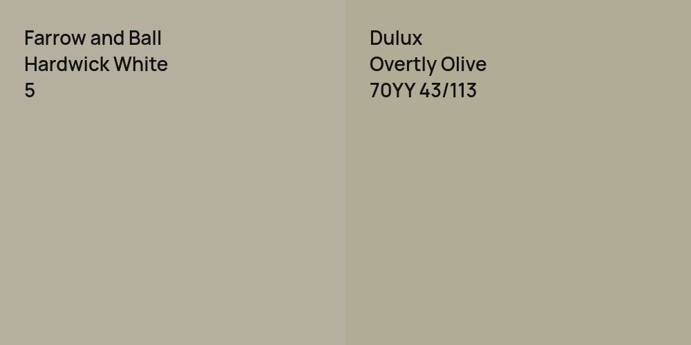 Farrow and Ball Hardwick White vs. Dulux Overtly Olive