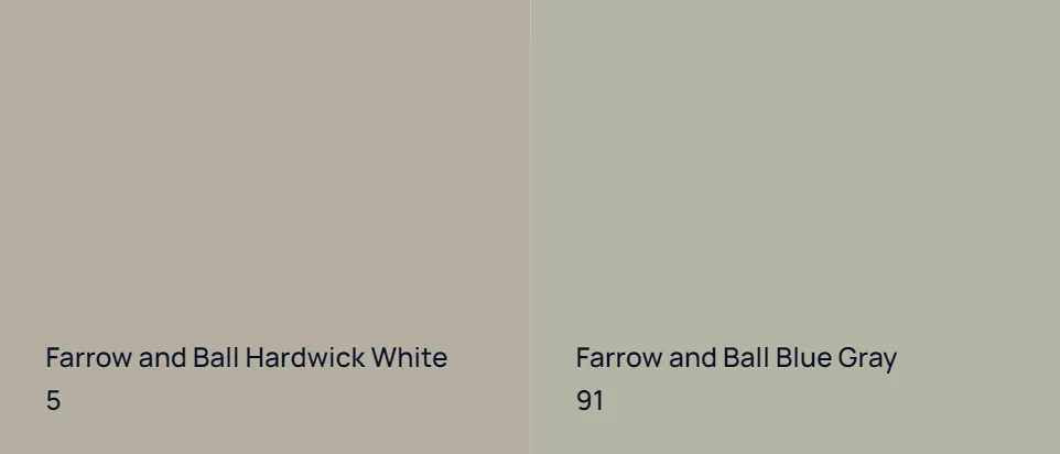 Farrow and Ball Hardwick White 5 vs Farrow and Ball Blue Gray 91