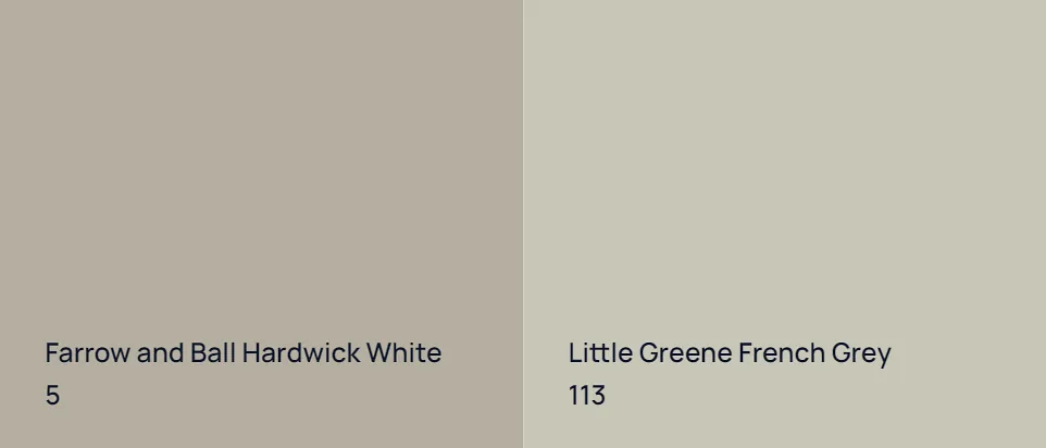 Farrow and Ball Hardwick White 5 vs Little Greene French Grey 113