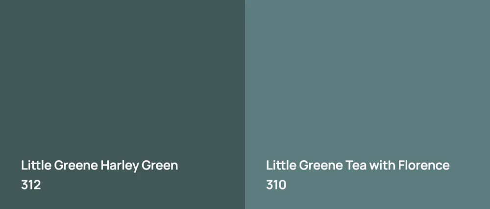 Little Greene Harley Green 312 vs Little Greene Tea with Florence 310