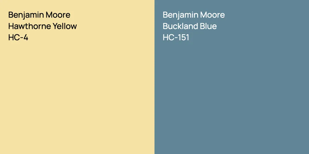 Benjamin Moore Hawthorne Yellow vs. Benjamin Moore Buckland Blue