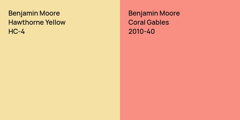 Benjamin Moore Hawthorne Yellow vs. Benjamin Moore Coral Gables