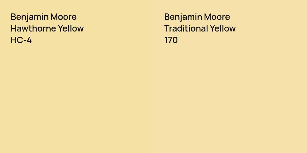 Benjamin Moore Hawthorne Yellow vs. Benjamin Moore Traditional Yellow