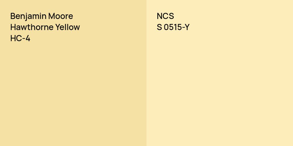 Benjamin Moore Hawthorne Yellow vs. NCS S 0515-Y