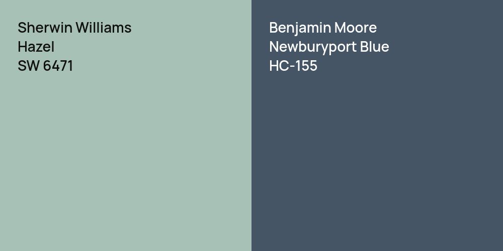 Sherwin Williams Hazel vs. Benjamin Moore Newburyport Blue