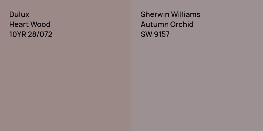 Dulux Heart Wood vs. Sherwin Williams Autumn Orchid