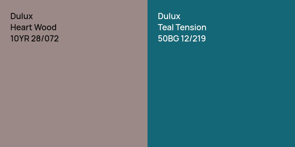 Dulux Heart Wood vs. Dulux Teal Tension