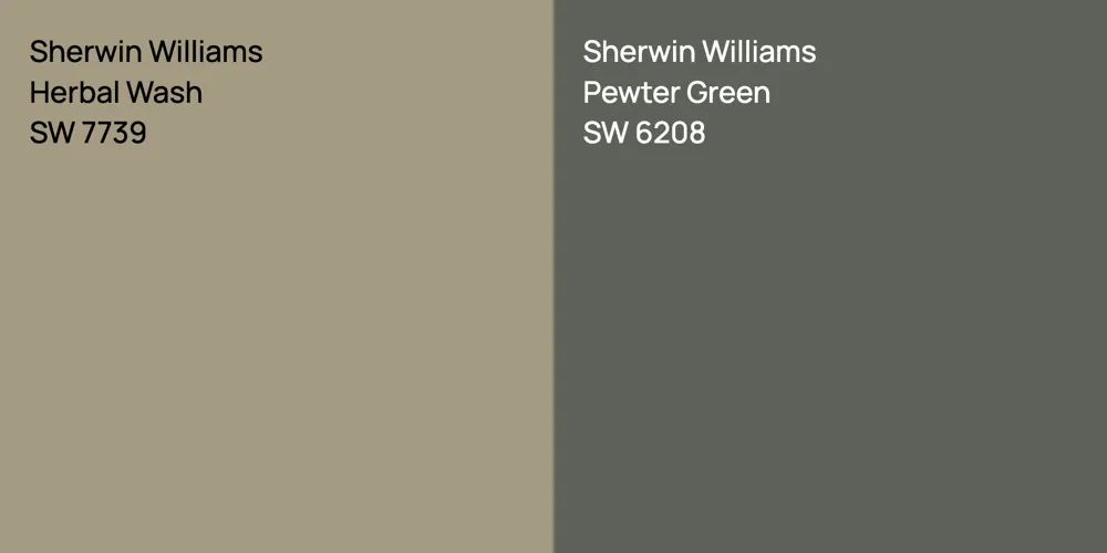 Sherwin Williams Herbal Wash vs. Sherwin Williams Pewter Green