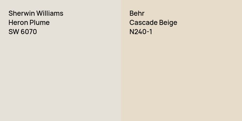 Sherwin Williams Heron Plume vs. Behr Cascade Beige