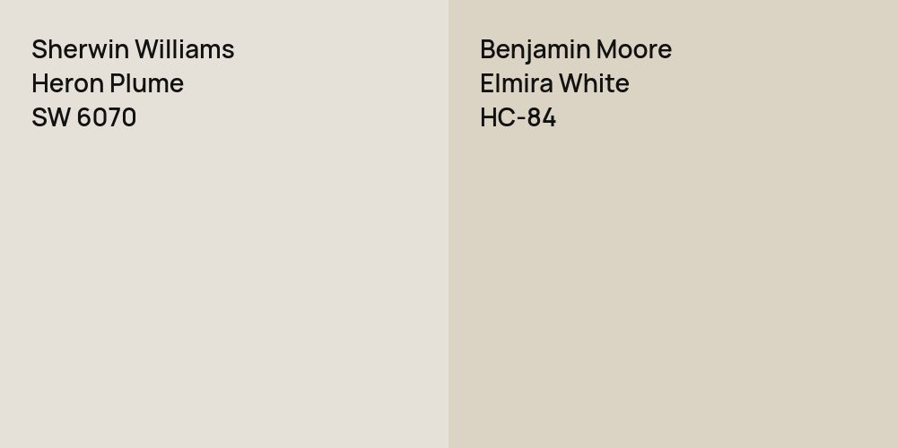 Sherwin Williams Heron Plume vs. Benjamin Moore Elmira White