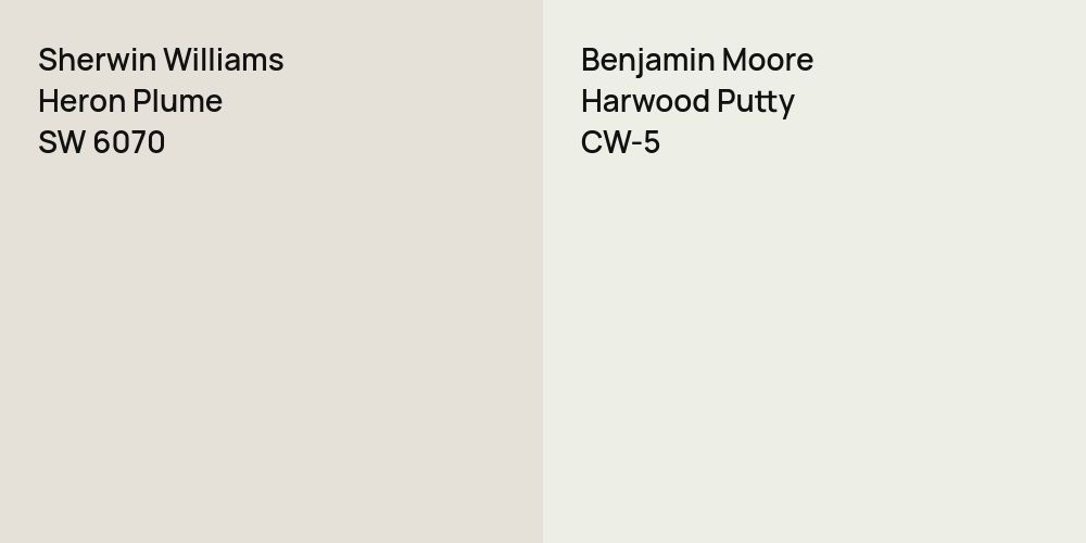 Sherwin Williams Heron Plume vs. Benjamin Moore Harwood Putty