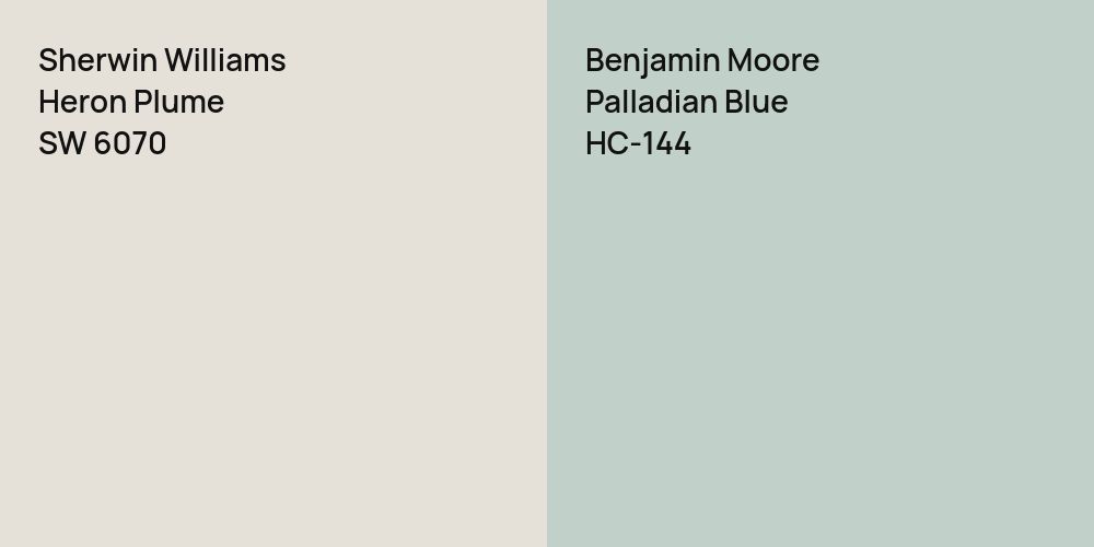 Sherwin Williams Heron Plume vs. Benjamin Moore Palladian Blue