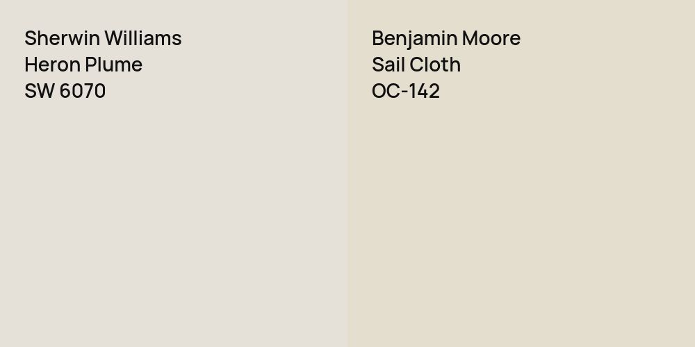 Sherwin Williams Heron Plume vs. Benjamin Moore Sail Cloth