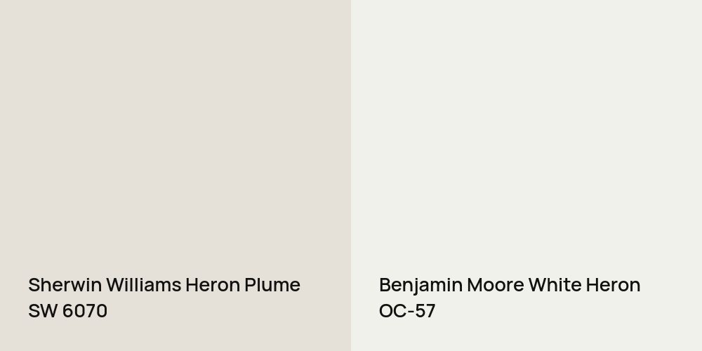 Sherwin Williams Heron Plume vs. Benjamin Moore White Heron