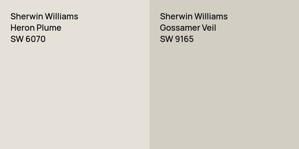 Sherwin Williams Heron Plume vs. Sherwin Williams Gossamer Veil