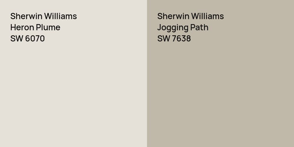 Sherwin Williams Heron Plume vs. Sherwin Williams Jogging Path