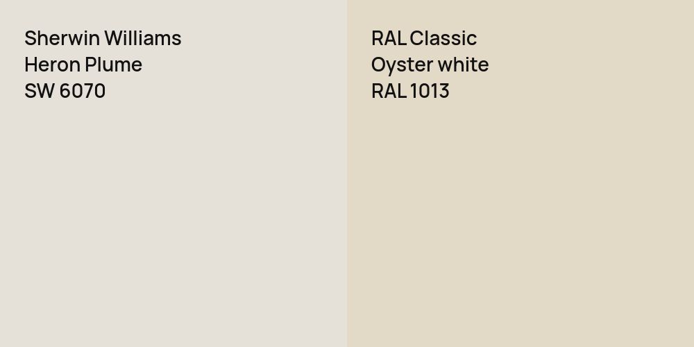 Sherwin Williams Heron Plume vs. RAL Classic  Oyster white