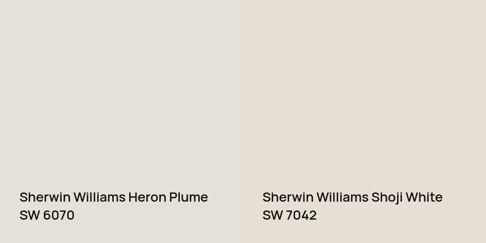 Sherwin Williams Heron Plume vs. Sherwin Williams Shoji White