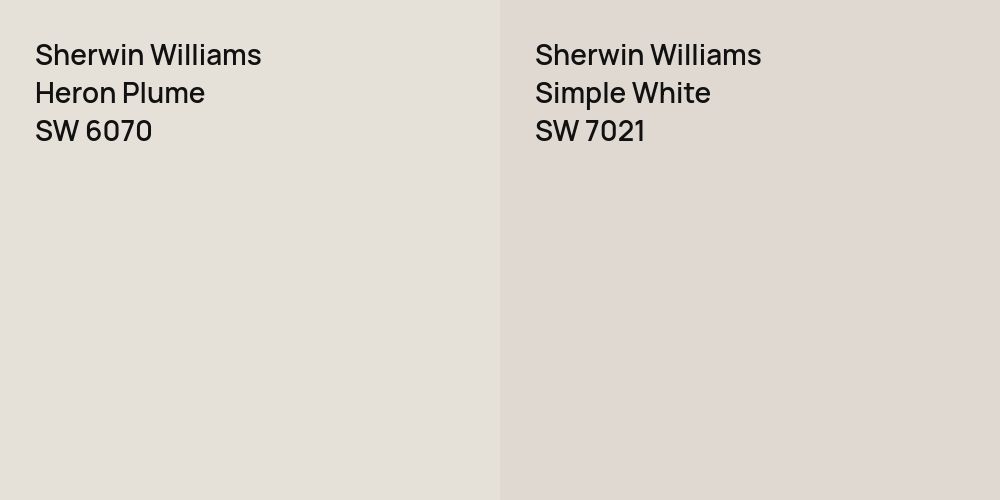 Sherwin Williams Heron Plume vs. Sherwin Williams Simple White