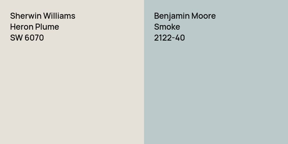 Sherwin Williams Heron Plume vs. Benjamin Moore Smoke