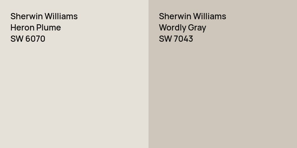 Sherwin Williams Heron Plume vs. Sherwin Williams Wordly Gray