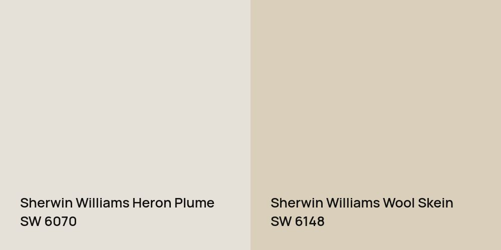 Sherwin Williams Heron Plume vs. Sherwin Williams Wool Skein