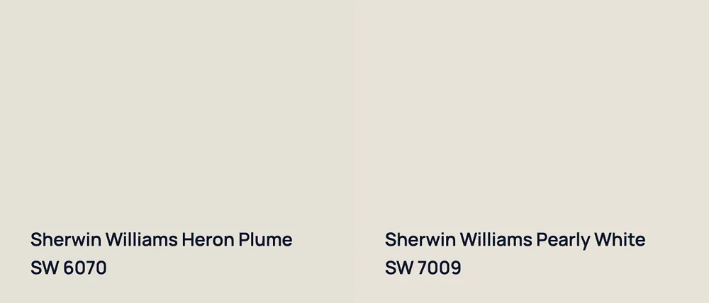 Sherwin Williams Heron Plume SW 6070 vs Sherwin Williams Pearly White SW 7009