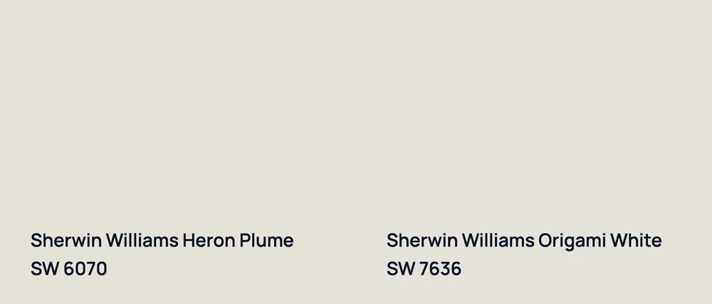 Sherwin Williams Heron Plume SW 6070 vs Sherwin Williams Origami White SW 7636