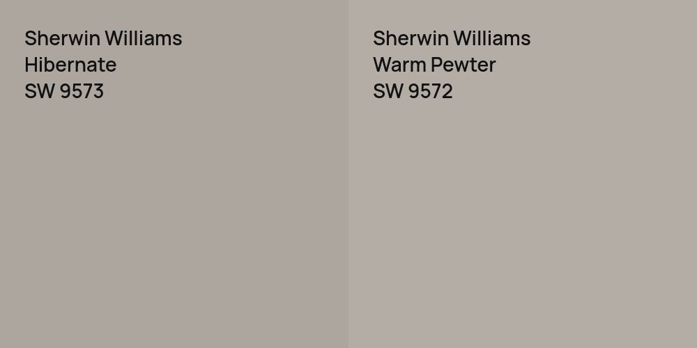 Sherwin Williams Hibernate vs. Sherwin Williams Warm Pewter