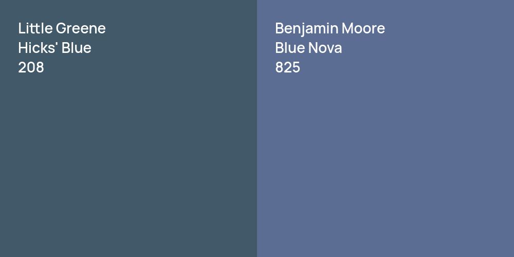 Little Greene Hicks' Blue vs. Benjamin Moore Blue Nova