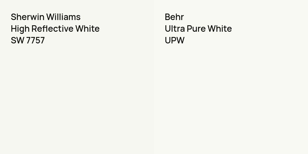 Sherwin Williams High Reflective White vs. Behr Ultra Pure White