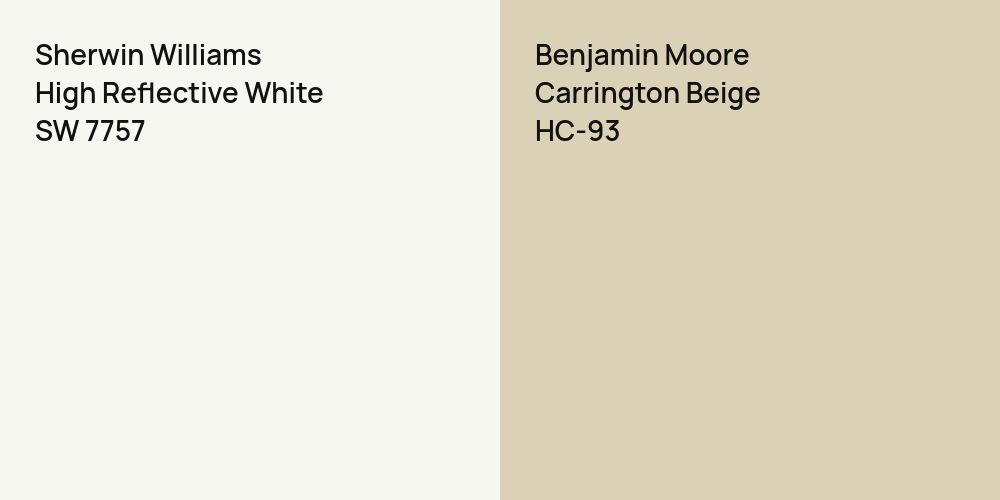 Sherwin Williams High Reflective White vs. Benjamin Moore Carrington Beige