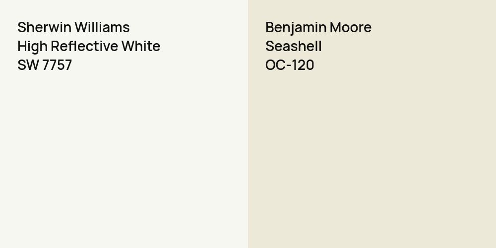 Sherwin Williams High Reflective White vs. Benjamin Moore Seashell