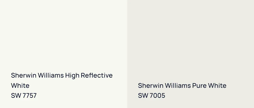Sherwin Williams High Reflective White SW 7757 vs Sherwin Williams Pure White SW 7005