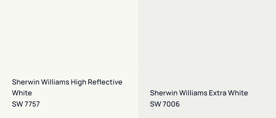 Sherwin Williams High Reflective White SW 7757 vs Sherwin Williams Extra White SW 7006