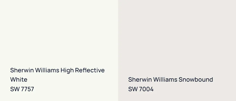 Sherwin Williams High Reflective White SW 7757 vs Sherwin Williams Snowbound SW 7004