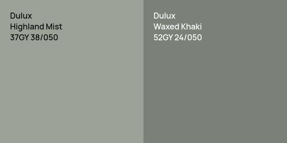 Dulux Highland Mist vs. Dulux Waxed Khaki