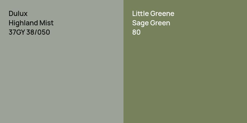 Dulux Highland Mist vs. Little Greene Sage Green